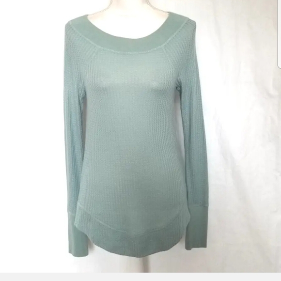 New Prana Frost Green Thermal Waffle Knit Sheeba Top Small - Picture 3 of 8